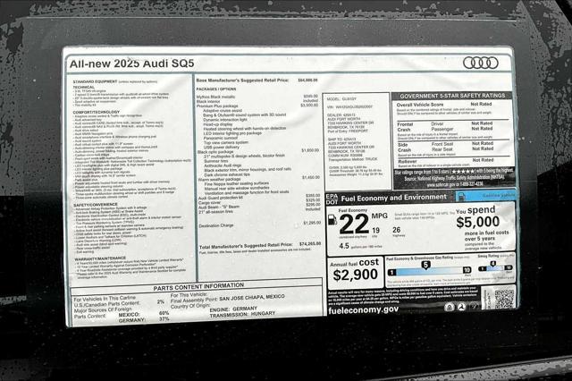 new 2025 Audi SQ5 car, priced at $74,265
