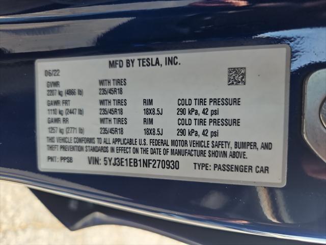 used 2022 Tesla Model 3 car, priced at $26,998