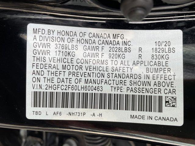 used 2020 Honda Civic car, priced at $21,500