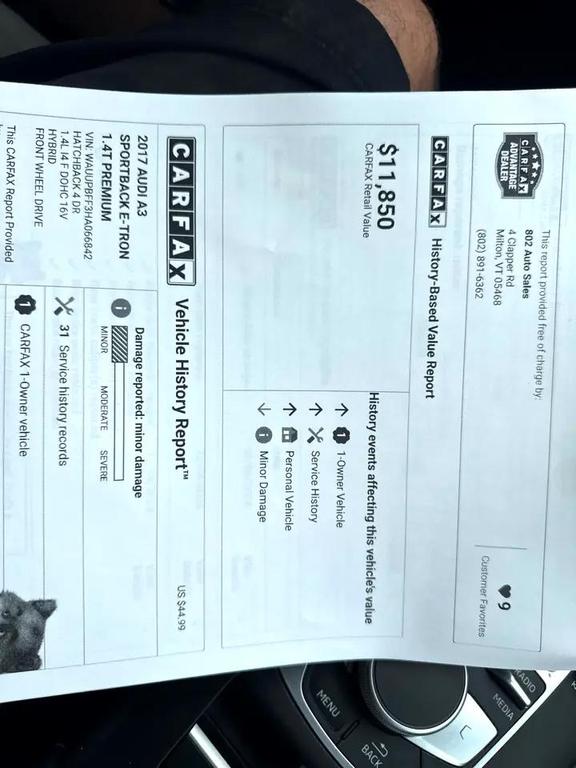used 2017 Audi A3 e-tron car, priced at $10,596