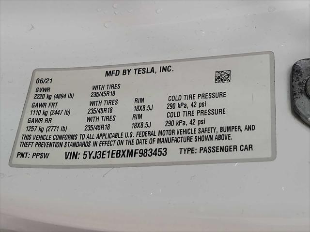 used 2021 Tesla Model 3 car, priced at $17,998