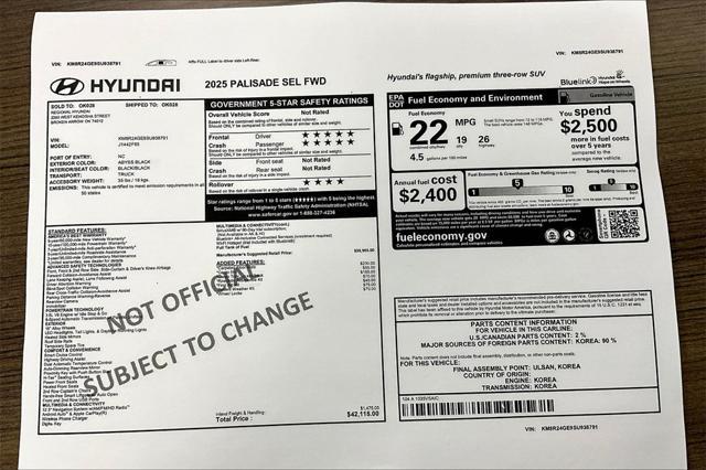 new 2025 Hyundai Palisade car, priced at $37,272