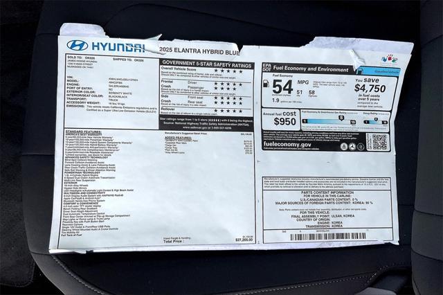 new 2025 Hyundai ELANTRA HEV car, priced at $23,323