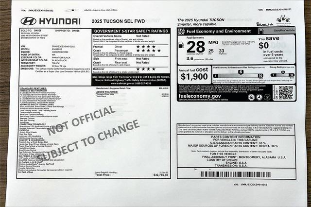 new 2025 Hyundai Tucson car, priced at $31,465