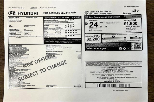 new 2025 Hyundai Santa Fe car, priced at $33,074