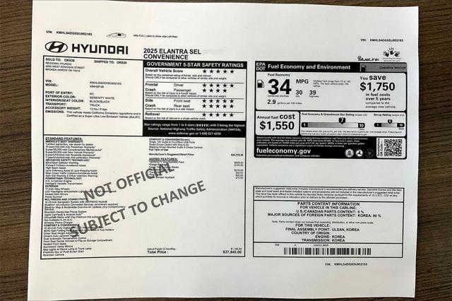 new 2025 Hyundai Elantra car, priced at $24,804