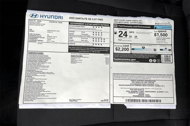 new 2025 Hyundai Santa Fe car, priced at $32,257