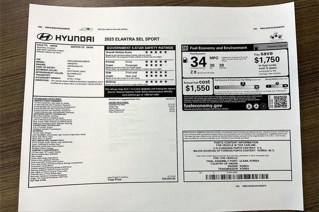 new 2025 Hyundai Elantra car, priced at $23,671