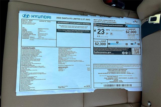 new 2025 Hyundai Santa Fe car, priced at $44,632