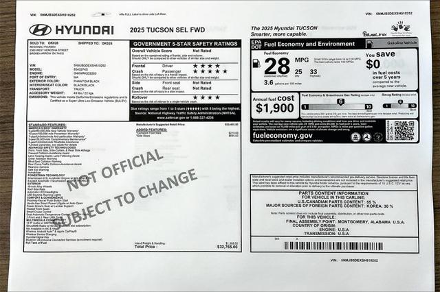 new 2025 Hyundai Tucson car, priced at $29,049