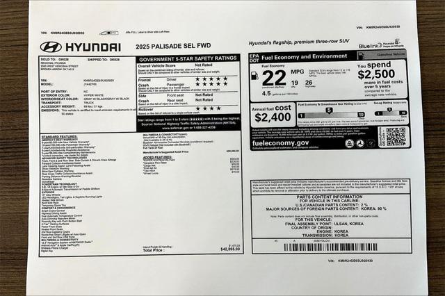 new 2025 Hyundai Palisade car, priced at $38,000