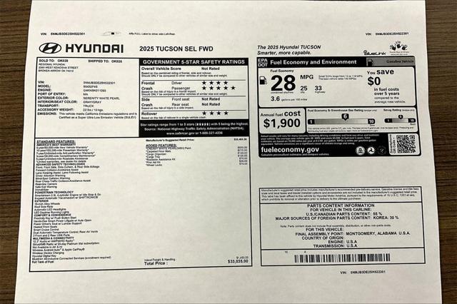 new 2025 Hyundai Tucson car, priced at $29,055