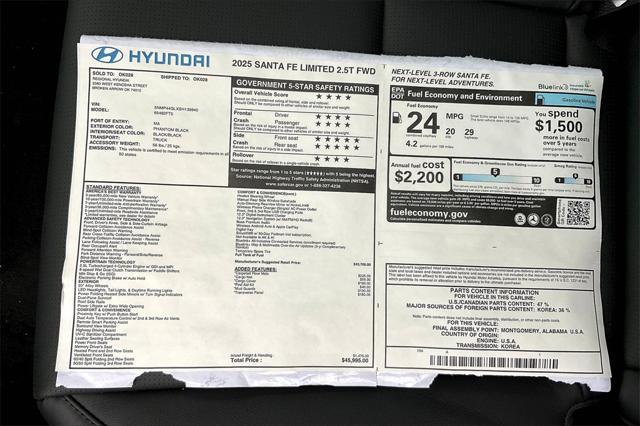new 2025 Hyundai Santa Fe car, priced at $39,390