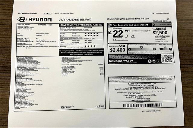new 2025 Hyundai Palisade car, priced at $37,923