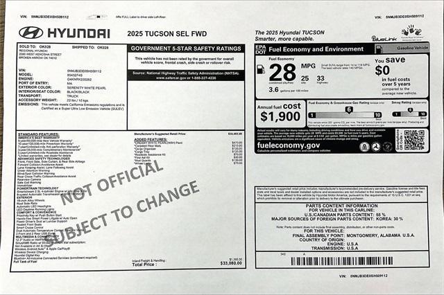 new 2025 Hyundai Tucson car, priced at $31,753