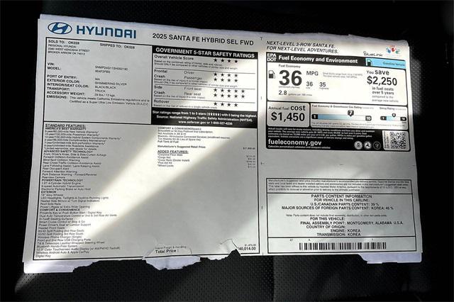 new 2025 Hyundai Santa Fe car, priced at $35,569