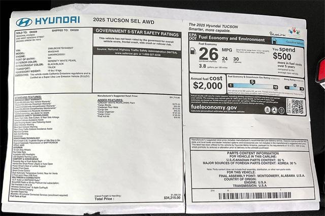 new 2025 Hyundai Tucson car, priced at $31,820