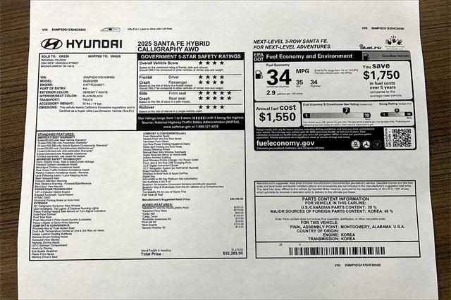 new 2025 Hyundai SANTA FE HEV car, priced at $48,234