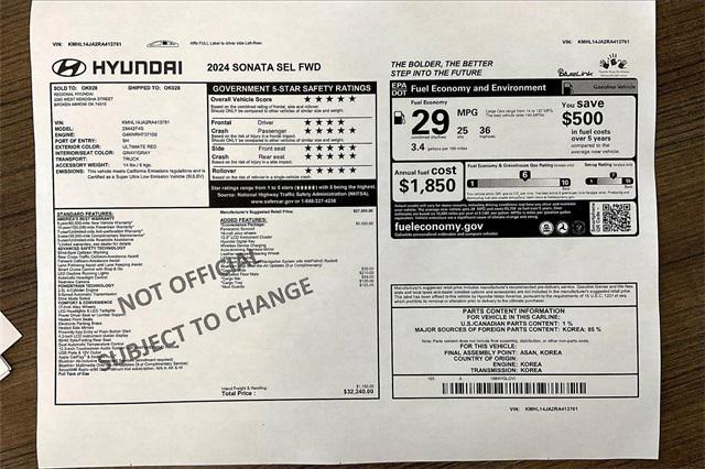 new 2024 Hyundai Sonata car, priced at $28,694