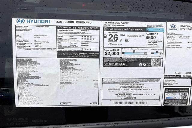 new 2025 Hyundai Tucson car, priced at $37,914