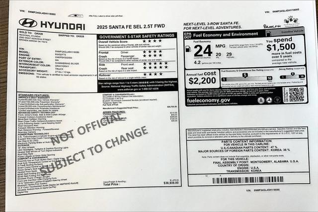 new 2025 Hyundai Santa Fe car, priced at $33,811