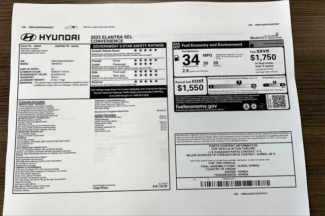 new 2025 Hyundai Elantra car, priced at $24,981