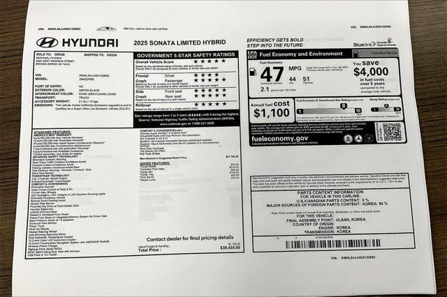new 2025 Hyundai Sonata Hybrid car, priced at $35,569
