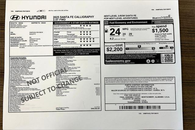 new 2025 Hyundai Santa Fe car, priced at $42,687