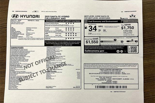 new 2025 Hyundai Santa Fe HEV car, priced at $50,484