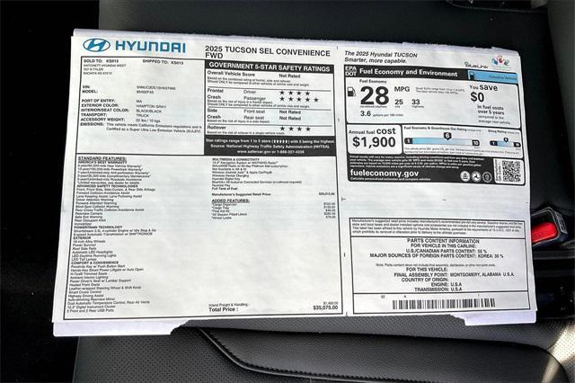 new 2025 Hyundai Tucson car, priced at $35,075