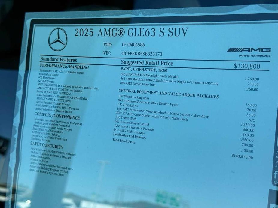 new 2025 Mercedes-Benz AMG GLE 63 car, priced at $143,575