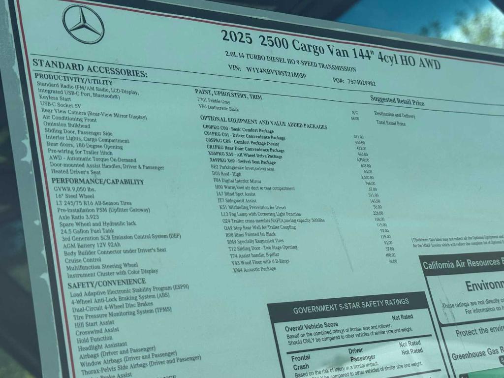 new 2025 Mercedes-Benz Sprinter 2500 car, priced at $71,707