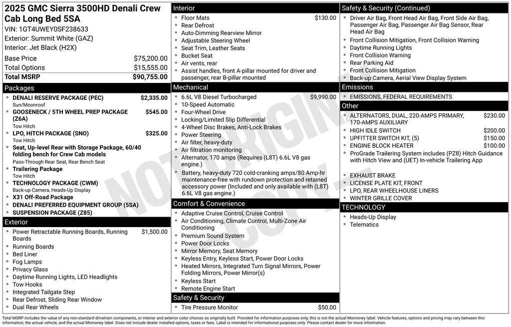 new 2025 GMC Sierra 3500 car, priced at $92,450