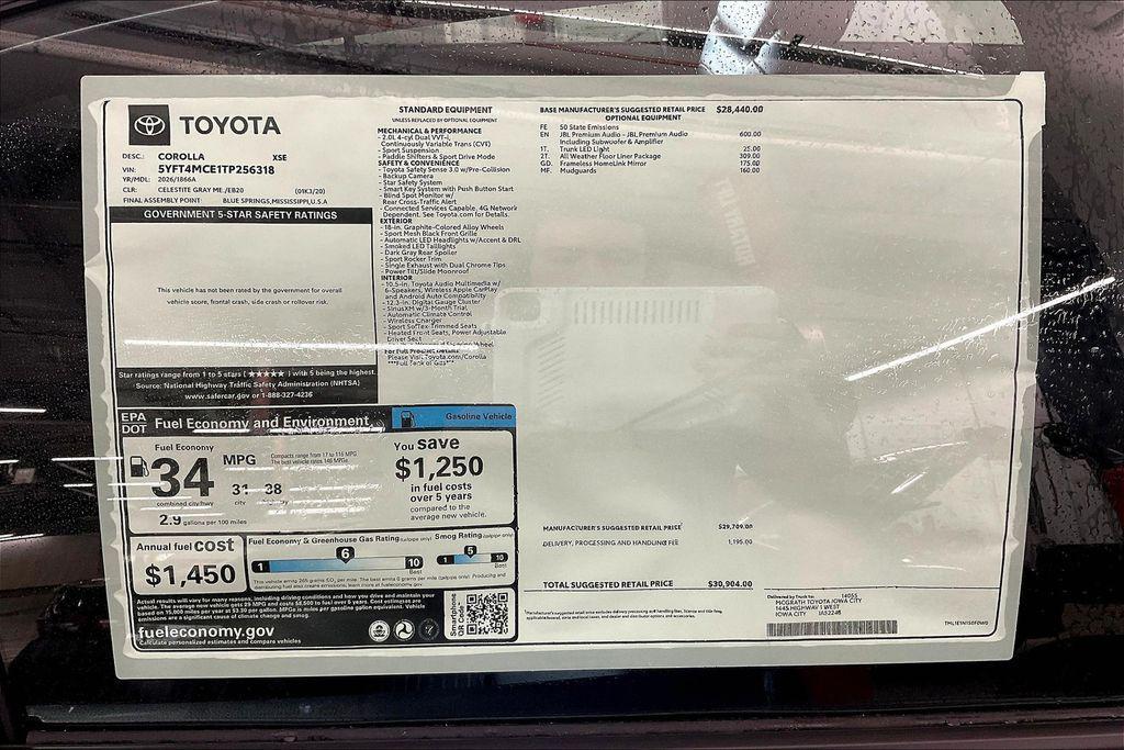 new 2026 Toyota Corolla car, priced at $30,904