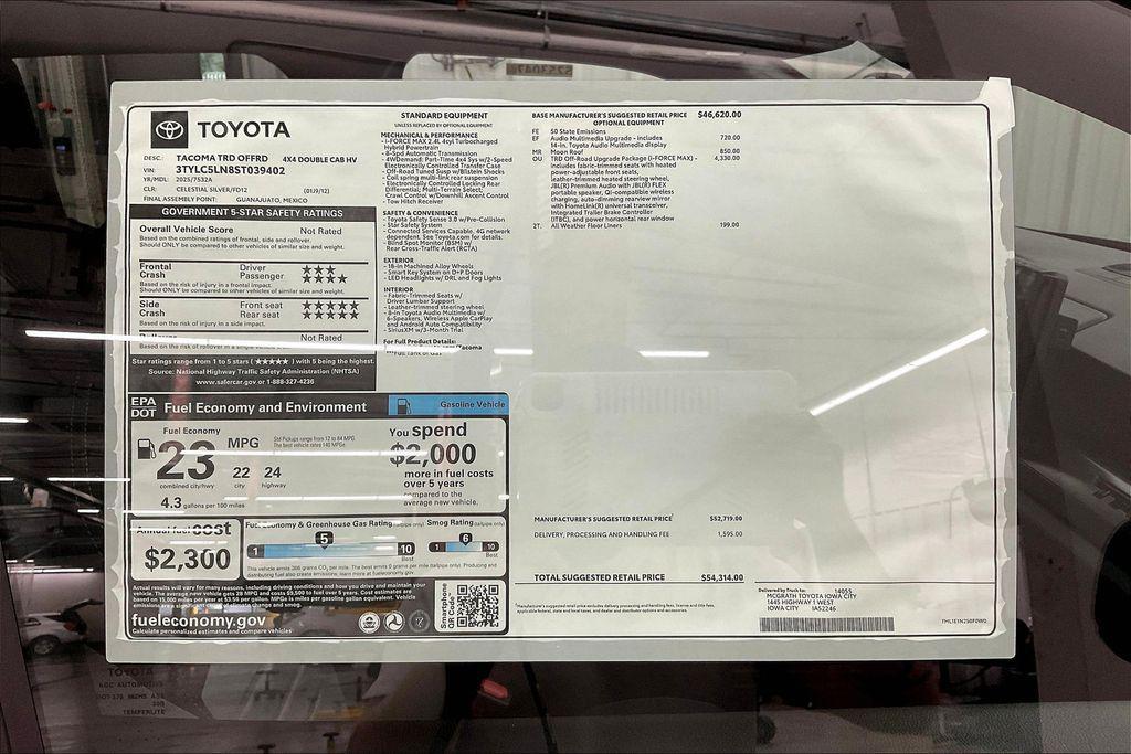 new 2025 Toyota Tacoma car, priced at $50,987