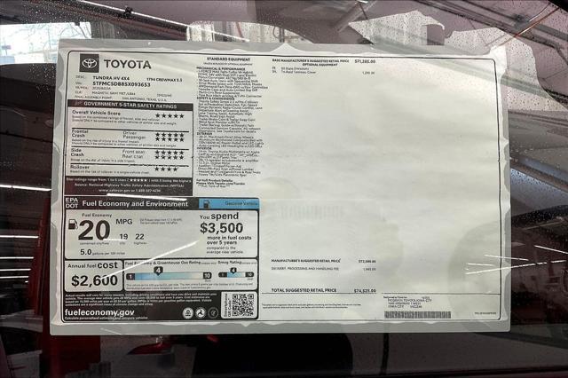 new 2025 Toyota Tundra Hybrid car, priced at $67,980