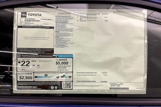 new 2025 Toyota GR86 car, priced at $36,372