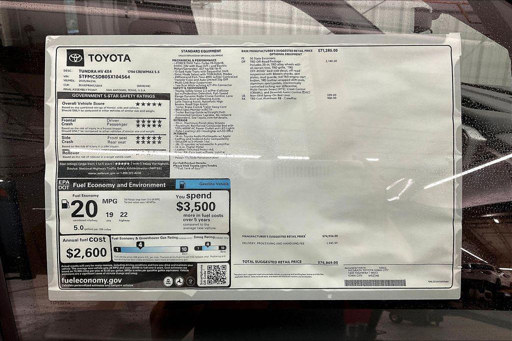 new 2025 Toyota Tundra Hybrid car, priced at $68,970