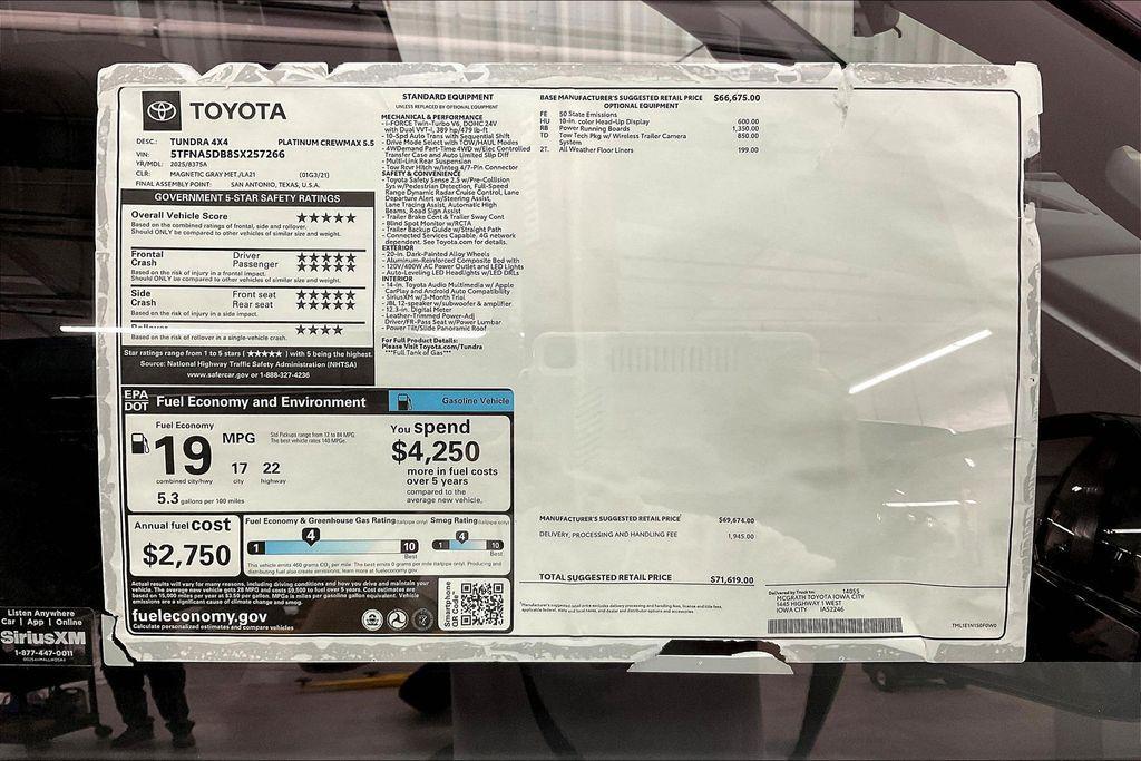 new 2025 Toyota Tundra car, priced at $63,984