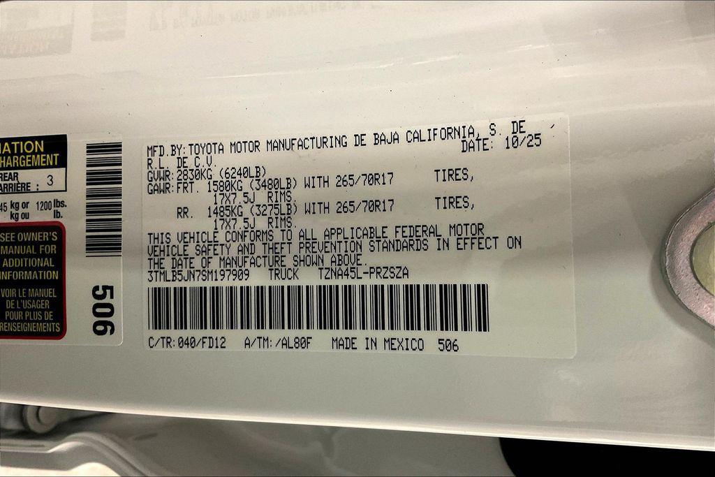 new 2025 Toyota Tacoma car, priced at $47,878