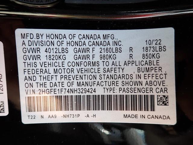 used 2022 Honda Civic car, priced at $24,309