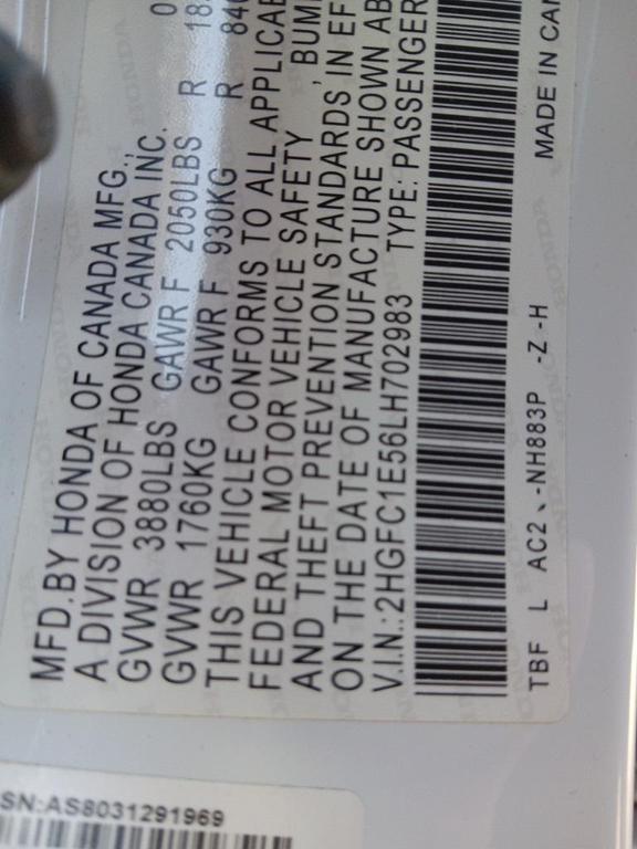 used 2020 Honda Civic Si car, priced at $20,900