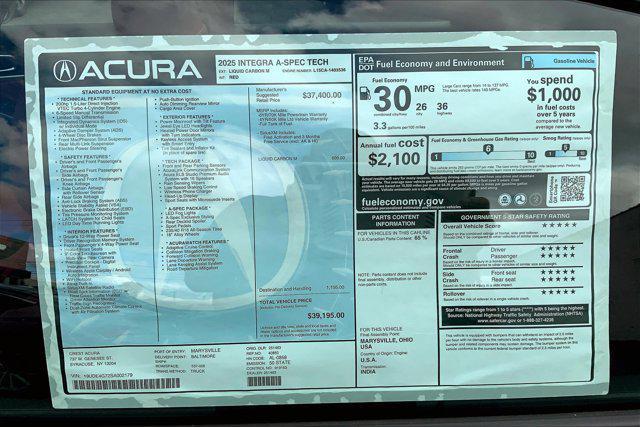 new 2025 Acura Integra car, priced at $39,195