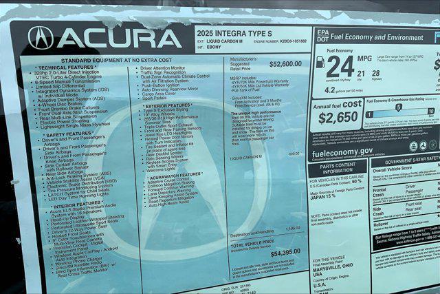 new 2025 Acura Integra car, priced at $54,395