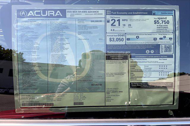 new 2025 Acura MDX car, priced at $67,950