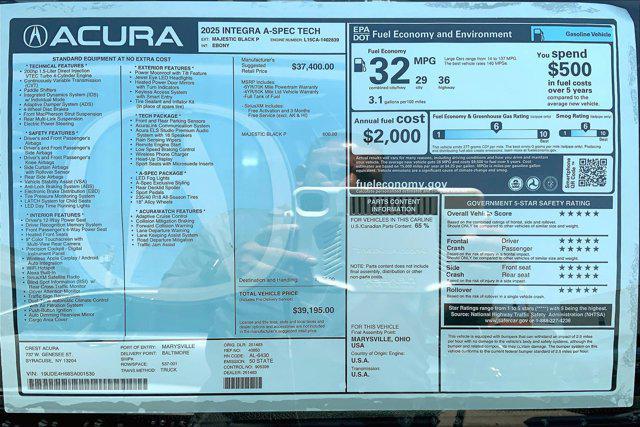 new 2025 Acura Integra car, priced at $39,195