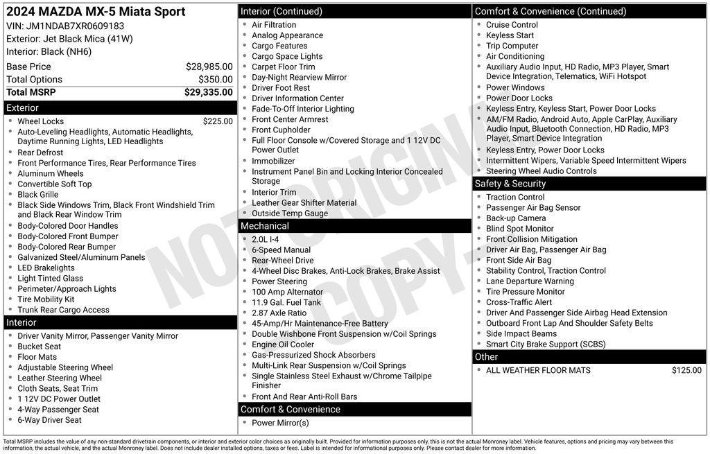 used 2024 Mazda MX-5 Miata car, priced at $28,750