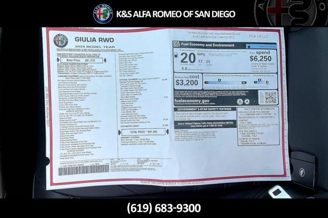 new 2024 Alfa Romeo Giulia car, priced at $91,565