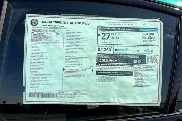 new 2025 Alfa Romeo Giulia car, priced at $53,190