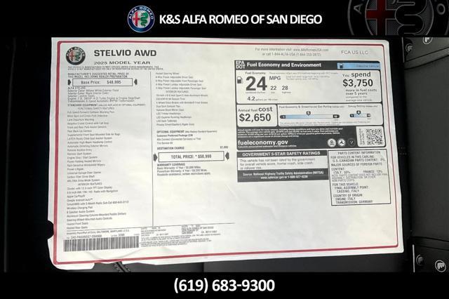 new 2025 Alfa Romeo Stelvio car, priced at $50,990